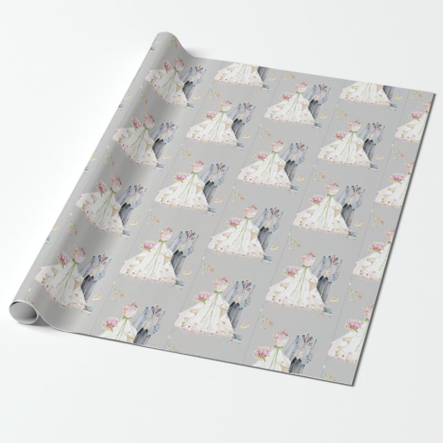 Bride and Groom Wedding  Wrapping Paper (Unrolled)