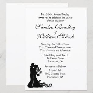 Bride and Groom White Invitation