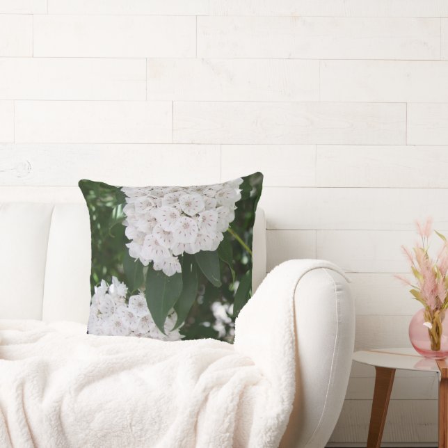 Bride and Groom White Mountain Laurel Cushion (Couch)