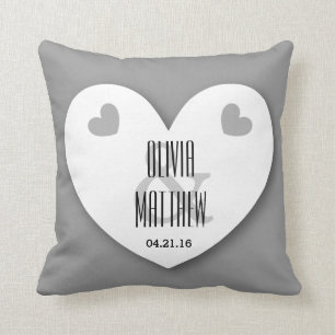 Bride and Groom with Hearts Wedding V04 SILVER 2 Cushion