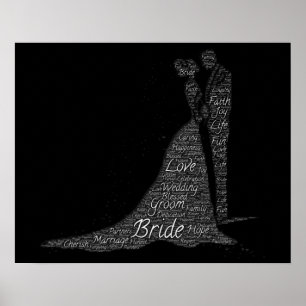 Bride and Groom Word Art Poster