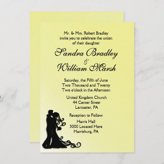 Bride and Groom Yellow Invitation (Front/Back)