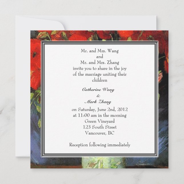 bride and groom's parents wedding invitation (Front)