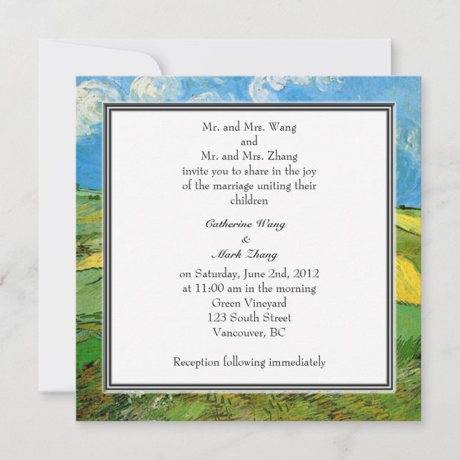 bride and groom's parents wedding invitation (Front)