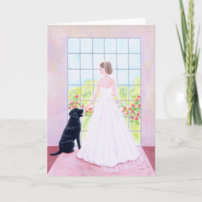 Bride and her Black Labrador Painting Card (Front)
