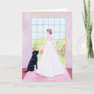Bride and her Black Labrador Painting Card