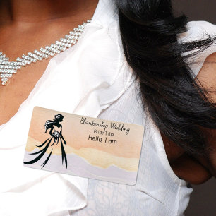 Bride Art Colourful Watercolor Label Name Tag