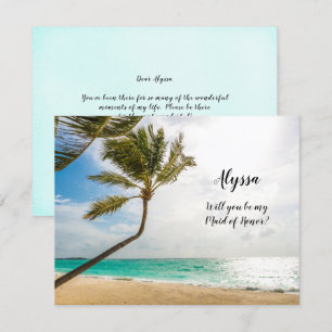 Bride Asking Maid of Honour Beach Wedding Note Car Invitation