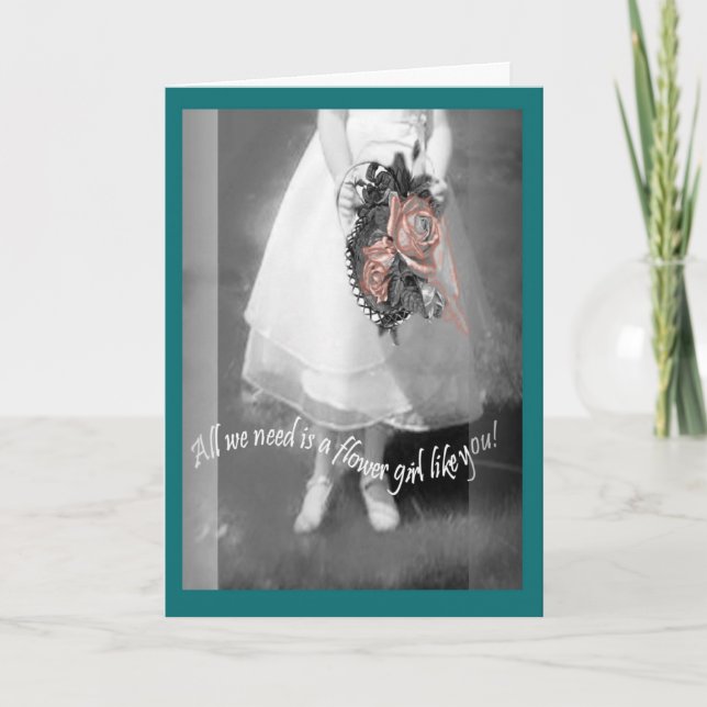 Bride attendant flower girl request greeting card (Front)