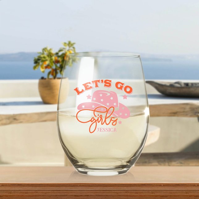 Bride Babe Bachelorette Custom Name Stemless Wine  Stemless Wine Glass (Creator Uploaded)