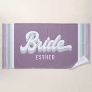 Bride bachelorette wedding funky retro 80's pastel beach towel