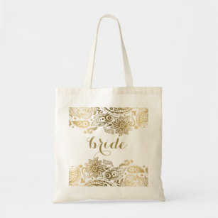 Bride Bag Gold Floral Lace paisley