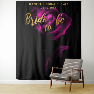 Bride Be Moody Purple Rose Black Bridal Backdrop Tapestry