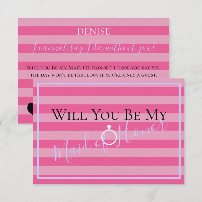 BRIDE & Be My Bridesmaid Pink Bridal Shower Party Invitation (Front/Back)