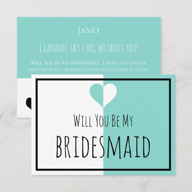 BRIDE & Be My Bridesmaid You & Me Wedding Suite Invitation (Front/Back)