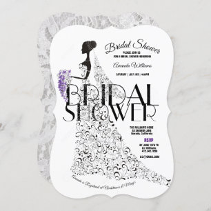 Bride Beautiful Lacy Dress Flowers Bridal Shower  Invitation
