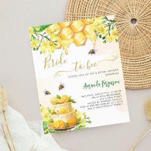 Bride bee yellow floral bridal shower invitation