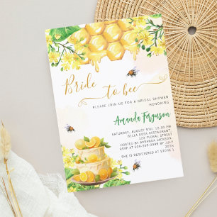 Bride bee yellow florals honeycomb bridal shower invitation