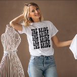 Bride Black Customised Matching Bridal Party T-Shirt<br><div class="desc">Are you looking for a unique and fun way to celebrate your bachelorette party? Why not go with a personalised t-shirt theme? With our retro The Bride personalised black text t-shirt, you can have all of your bridal party matched up in style! Not only will this shirt be a great...</div>