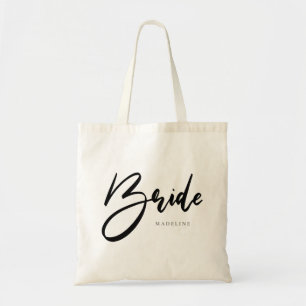 Bride Black Print Personalised Canvas 2 Tote Bag