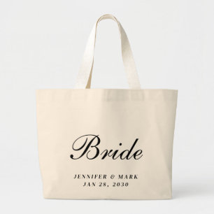 Bride Black & White Large Tote Bag
