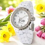 Bride Black White Wedding Honeymoon Gift Watch<br><div class="desc">Bride Black White Script Wedding Watch. Check out our store collection below for matching items.</div>