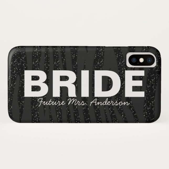 Bride Black Zebra Glitter design Case-Mate iPhone Case (Back (Horizontal))