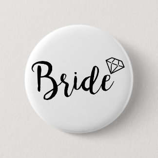 Bride Bling Diamond 6 Cm Round Badge