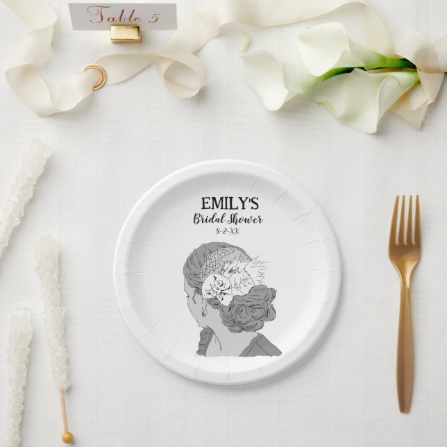 Bride Blonde Floral Welcome Bridal Shower Paper Plate (Wedding)