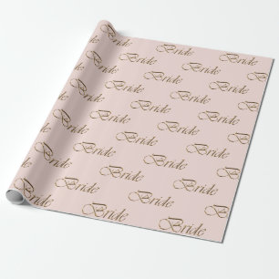 Bride blush pink gold calligraphy pattern elegant wrapping paper