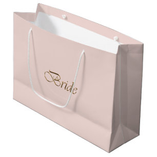 Bride blush pink gold script elegant chic wedding  large gift bag