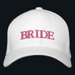 Bride blush pink white elegant chic embroidered hat<br><div class="desc">Bride blush pink text white elegant chic Embroidered Baseball Cap.
Available in many colours and style options.
Check the rest of the collection for matching coordinating items.</div>