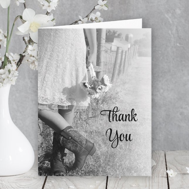 Bride, Boots Sunflowers Ranch Wedding Thank You (Creator Uploaded)