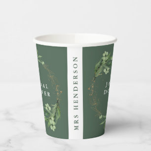 Bride Botanical Eucalyptus Elegant Bridal Shower Paper Cups
