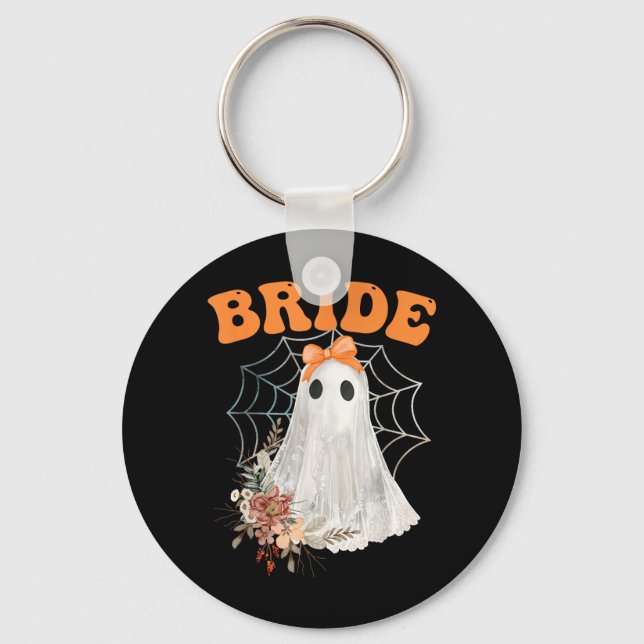 Bride Bow Lace Ghost Boo Crew Halloween Key Ring (Front)