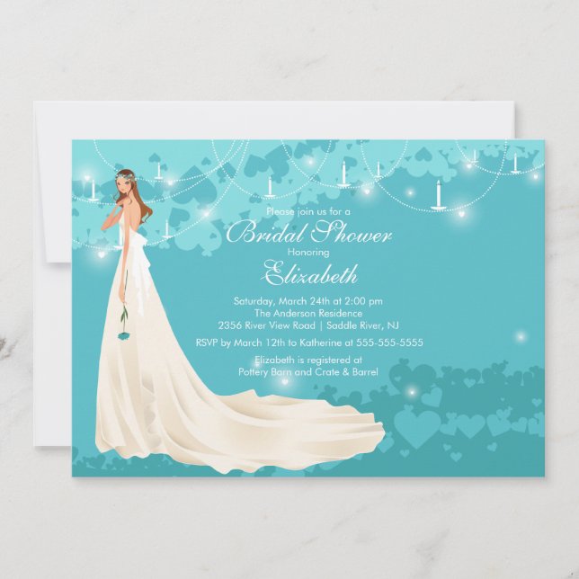 Bride Bridal Shower Invitation Trendy Turquoise (Front)