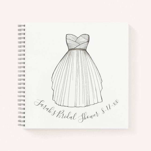 Bride Bridal Shower Personalised Wedding Gown Notebook (Front)