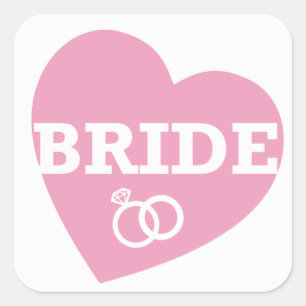 Bride Bridal Shower Stickers PINK Heart