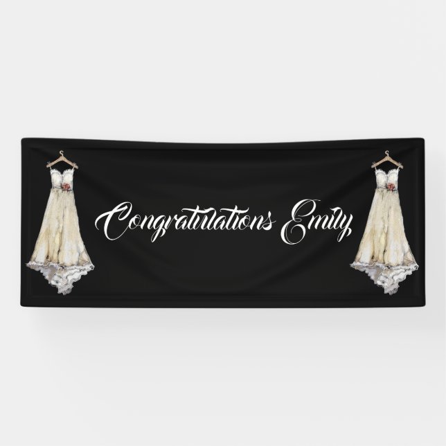 Bride Bridal Shower Wedding Dress Party Customise Banner (Horizontal)