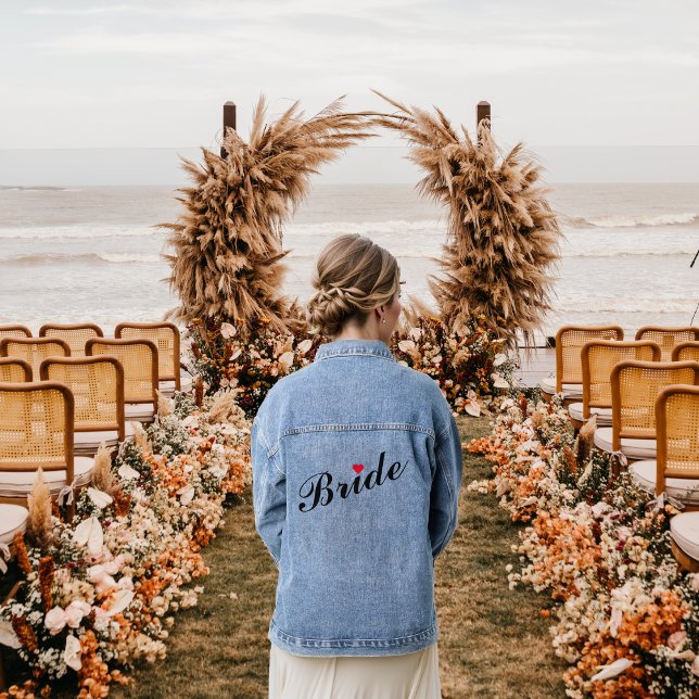 Bride Bridal Wedding Bachelorette Party Red Heart Denim Jacket (Bride Bridal Wedding Bachelorette Party Red Heart Denim Jacket)