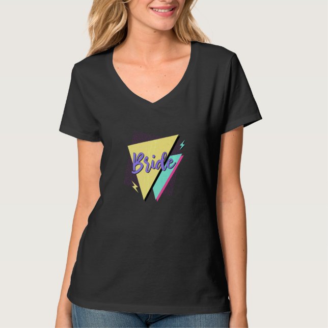 Bride & Bride Squad Retro 90u2019s Bachelorette Pa T-Shirt (Front)
