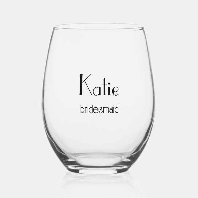 Bride & Bridesmaid  Stemless Wine Glass (Front)