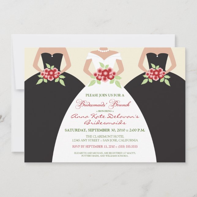 Bride & Bridesmaids Bridal Brunch Invite (black) (Front)