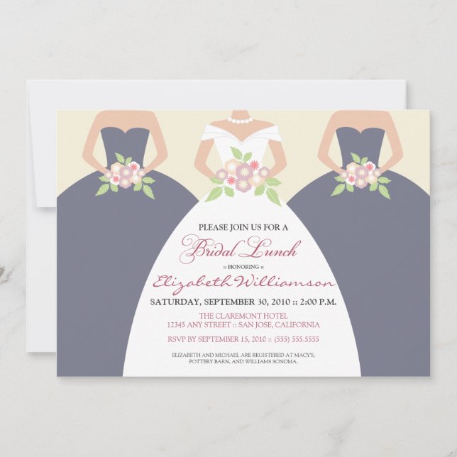 Bride & Bridesmaids Bridal Brunch Invite (plum) (Front)