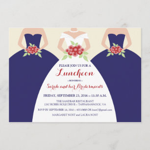 Bride & Bridesmaids Bridal Luncheon Invite (navy)