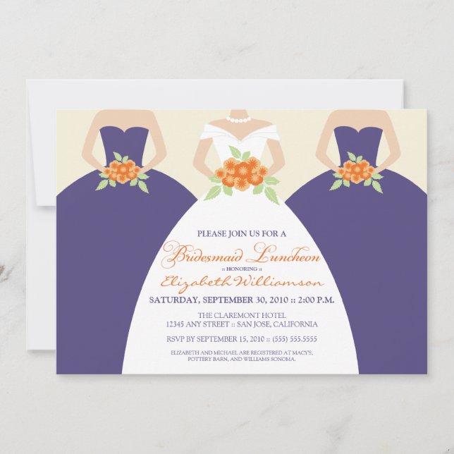 Bride & Bridesmaids Bridal Luncheon Invite: purple Invitation (Front)
