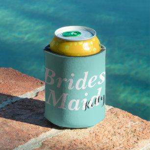 Bride & Bridesmaids  Bridal Party Teal Bridesmaid Can Cooler