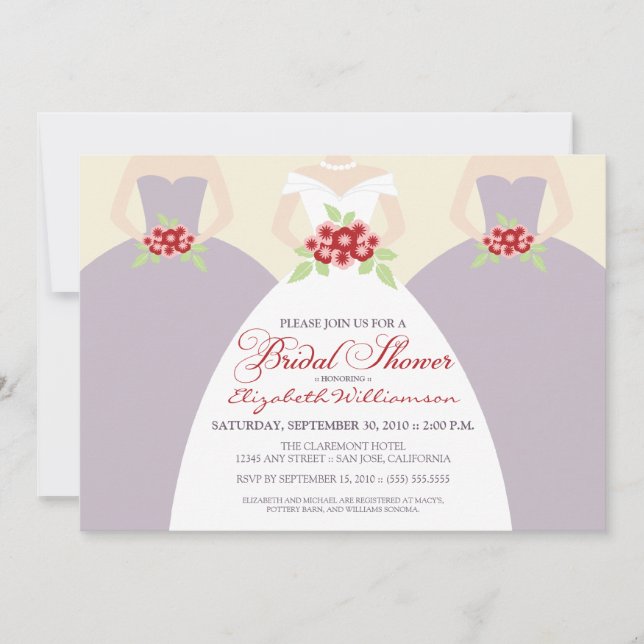 Bride & Bridesmaids Bridal Shower Invite (lilac) (Front)