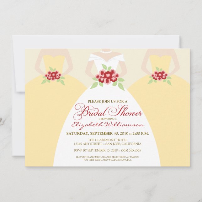 Bride & Bridesmaids Bridal Shower Invite (yellow) (Front)