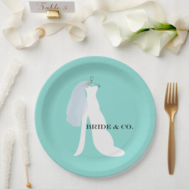 BRIDE & Bridesmaids Here Comes The Bride Party Paper Plate (Wedding)